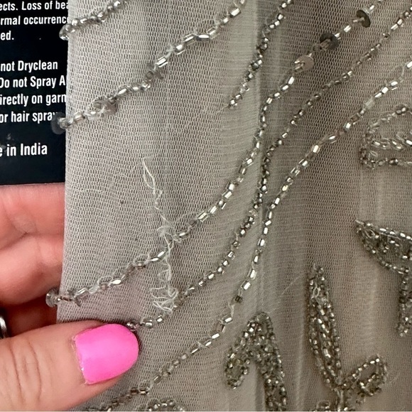 NWT Pisarro Nights Size 14 Silver Embellished Chiffon Gown - Picture 9 of 12